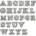 Mini alphabet embroidery patches set with navy blue borders for clothes and bags - Full Set Of Beige Letters
