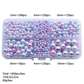 850pcs gradient round imitation pearls in 4-10mm sizes with 6-grid organizer box - 850 Pcs/Box / Gradient Gradient