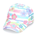 Kids baseball cap featuring white floral print and colorful stripes on breathable canvas - 52-54cm / #14 (Floral & Stripe)