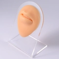 Silicone lip piercing training model in skin tone with transparent acrylic stand base - Mouth