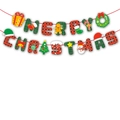 Plaid Merry Christmas paper banner with festive red and green holiday icons - HY-Banner-02-Plaid Collage