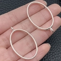 Silver oval hollow geometric alloy frame charms for DIY resin jewelry making - Oval Bezel (22257) / 38x23mm / Bright Silver