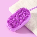 Brosse de massage corporelle en silicone violet avec poils doux et corde de suspension - Emballage en sachet / Violet