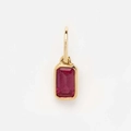 Rectangle emerald-cut red zircon pendant with gold-plated stainless steel base - July Pendant-Dark Red