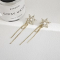 Elegant gold snowflake tassel earrings with white crystals and pearls on minimalist background - Snowflake Tassel Artificial Pearl Faux Crystal Pendant (E2697-2)