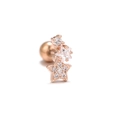 Star-shaped rose gold earring with sparkling cubic zirconia on white background - Rose Gold (EGD1001)
