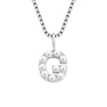 Silver-colored titanium steel necklace with a pearl-encrusted initial G pendant box chain - G-Steel Color