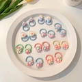 Cute macaron-colored hair ties set for kids featuring resin flowers and cartoon cats - 20 Pieces Set Combination 4