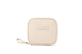 Cream white woven texture makeup bag with a sturdy handle and double zipper for travel - Sanitary Pad Bag / Cream