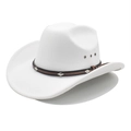 Klassischer weißer Cowboyhut aus Wollfilz mit Nietband und metallischen Ösen - Weiß / M (56-58cm)