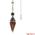Handgefertigtes Tigerauge Pendel Anhänger mit Kupferdraht und silberner Kette - Tigerauge Antik-Silber