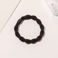Macro detail of dark brown braided hair tie with a smooth oval decorative buckle - Braided Twist - Plastic Buckle / Dark Coffee