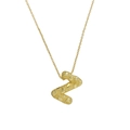 Golden bubble initial necklace featuring textured letter Z pendant on a fine chain - Necklace Z