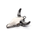 Macro detail of a resin bull skull pendant with black metallic plating for DIY jewelry - Black Frame Milky White Bull Head Style (4)