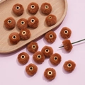 Brown 20mm soft faux rabbit fur pompom bead with gold metal hole for DIY crafts - Dark Brown