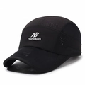 Gorra deportiva de malla negra de secado rápido con logo narason y detalles reflectantes - Ajustable / Negro