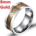 8mm Masonic stainless steel men's ring with gold compass and square inlay - US 7 / Gold with Gold