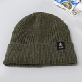 Bonnet en maille côtelée vert olive pour homme avec logo flocon et doublure polaire chaude - Vert Militaire