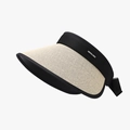 Visière pare-soleil femme avec large bord en paille beige et bandeau noir en tissu - Beige