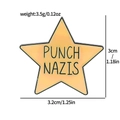 Yellow star enamel dagger pin with Punch Nazis text and detailed size dimensions - Yellow Star Punch Nazis
