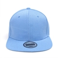 Close-up of sky blue snapback cap with six-panel structure and embroidered eyelets - Lake Blue