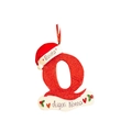 Detail of red glitter Christmas letter Q ornament with Santa hat and personalized banner - Letter Q