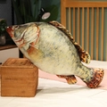 Detailed realistic fish plush pillow showing digital print scales in a cozy home setting - Mandarin Fish