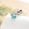 Exquisite 4mm blue candy-colored zircon stud earring with silver screw back design - Light Sea Blue (Single Piece)