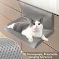 Grey-white 3D mesh hanging cat hammock featuring a breathable and foldable design - L-Shaped Hammock Mesh Grey