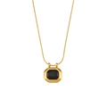Elegante 18K vergoldete Edelstahlhalskette mit einem großen schwarzen Zirkonia-Anhänger - Gold mit schwarzem Zirkon