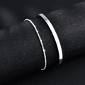 Silver double-layer snake and Cuban chain bracelets on premium black leather - Steel Color C-Bangle + Box Chain