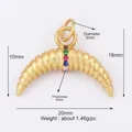Gold-plated crescent moon pendant with colorful micro-inlaid stones and ribbed texture - Gold Color Diamond Horn (L613450-Gold)