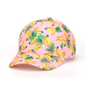 Pink baseball cap featuring yellow banana and tropical leaf print on twill cotton - Pink Banana Print Style (39#)