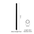 Reusable 20cm black straight glass drinking straw with 8mm diameter for beverage cups - Straight / Black