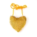 Cute yellow heart-shaped sequin crossbody bag with a braided shoulder strap for girls - Gold