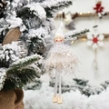 Angelo di Natale fatto a mano con gonna a nappe bianca appeso all'albero di Natale - Bianco
