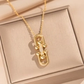 Collana placcata oro 18K con ciondolo a ferro di cavallo e zirconi incastonati - Collana con Fibbia a Ferro di Cavallo U-link (329) / Oro