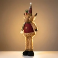 Detail of Christmas highland cow plush featuring red vest and festive plaid hat decor - Telescopic Cattle ML-Q781