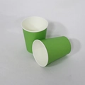 Set of two solid green disposable paper cups for coffee and party supplies on white background - 10 Pieces Pack / Light Green