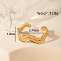 Polished gold wavy cuff bracelet featuring embossed beads and an adjustable open design - Wave Bead Embossed