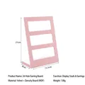 Pink velvet 24-hole earring display board with dimensions 21x8x15.5cm for jewelry storage - 24-Hole Earring Plate / Pink