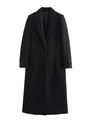 Klassieke zwarte wollen jas voor dames met lange pasvorm en een reverskraag - XS / Zwart