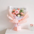 Handmade crochet flower bouquet in elegant pink wrapping perfect for Mother's Day gift - Rose Gradient Pink