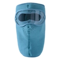 Blue fleece winter cycling mask with built-in goggles and breathable vents - Extended Neck Style / Blue