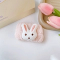 Polsino lavaggio in peluche rosa con ricamo di coniglio bianco in pile di corallo - Stile Coniglio Bianco Singolo (50#) / Rosa