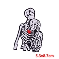 Punk skeleton hugging with red heart embroidery patch DIY iron on 5.3x8.7cm size - Skull Hug