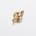Polished gold stainless steel circular bezel connector with dual loops on gray surface - DH021 Gold Style (6.5mm)