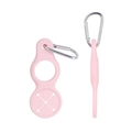 Pink silicone water bottle holder with metal carabiner for outdoor hiking gear - Pink