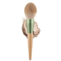 Large powder brush with soft fluffy bristles and natural wood handle for makeup setting - Natural Wood Color