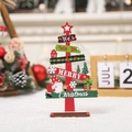 Mini Weihnachtsbaum aus Holz für den Schreibtisch mit Text und rot-grüner Dekoration - Waldmensch Weihnachtsbaum Holzschmuck / Rot/Grün